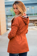 Flannel Lined Hood Utility Jacket - Rust - prochainsawauthority