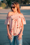 Off The Shoulder Blush Floral Top - prochainsawauthority